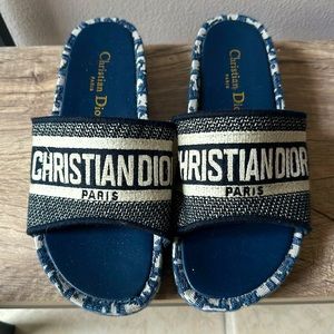 Christian Dior platform cloth slides